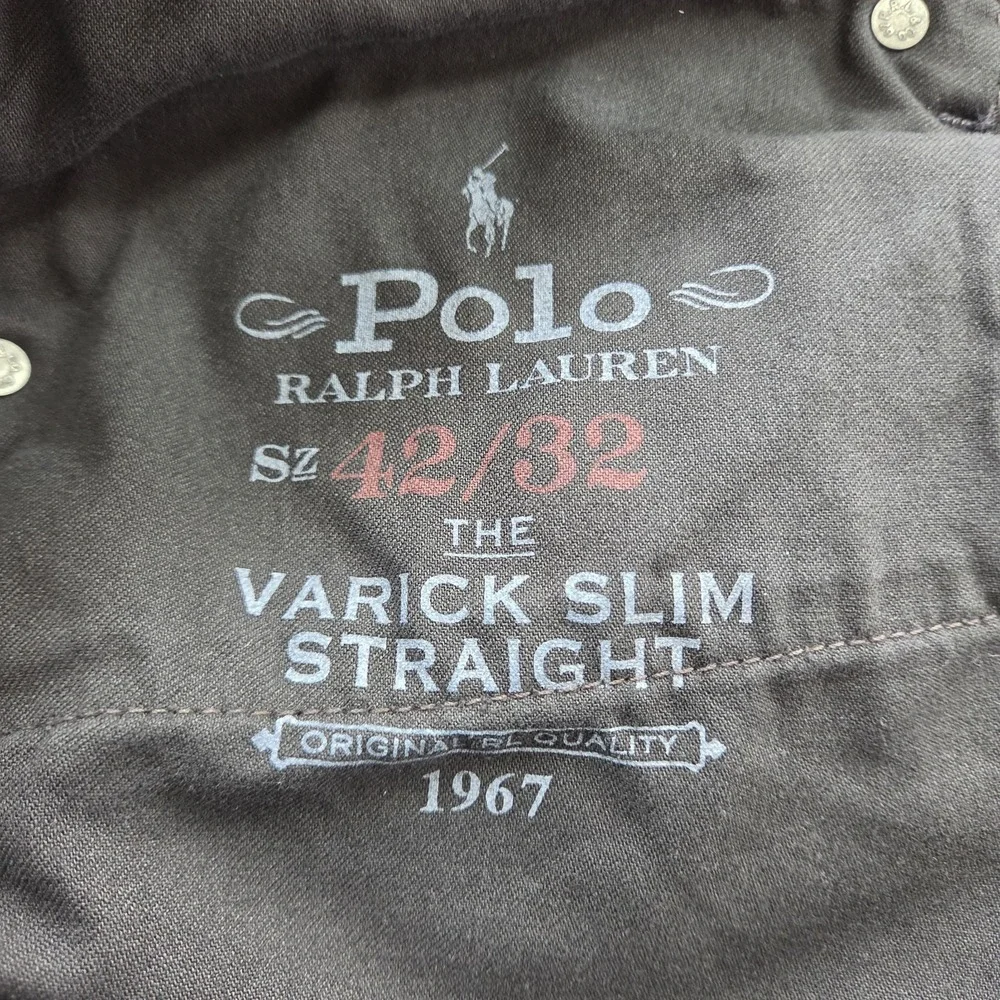 Polo Ralph Lauren Jeans Mens 42x32 Dark Blue Denim Varick Slim Straight Stretch